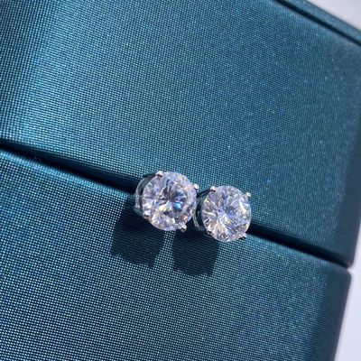 18k ทอง Moissanite ไดมอนด์ Stud หูหูทองขาว สนับสนุนการปรับแต่ง