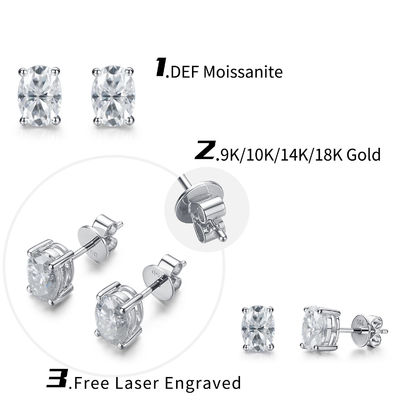 18k ทอง Moissanite เพชรโอวาลหูข้อมือ Studs สําหรับของขวัญ