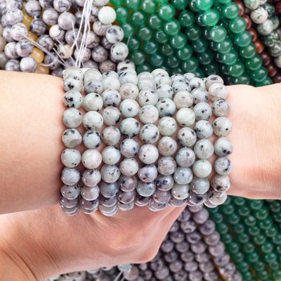 8MM สวยธรรมชาติ Kiwi กลีบ Jasper ทําเครื่องประดับ สร้อยคอ สร้อยข้อมือ ใบหู