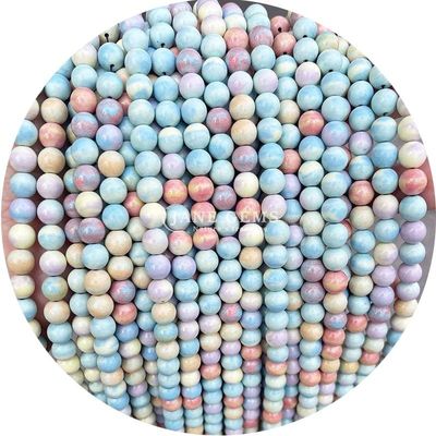 ขายปลีกหินธรรมชาติ กลมหินอ่อน 8 มม สีชมพู Zebra Jasper กลมหินอ่อน Tourmaline กลมหินอ่อน Spacers สําหรับเครื่องประดับ
