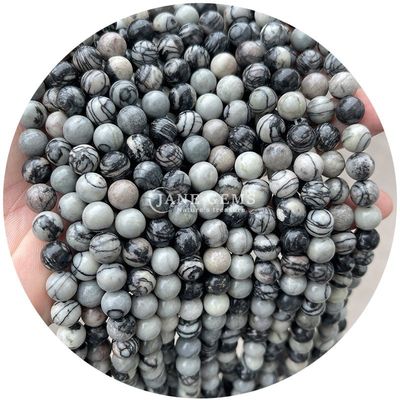 ขายปลีกหินธรรมชาติ กลมหินอ่อน 8 มม สีชมพู Zebra Jasper กลมหินอ่อน Tourmaline กลมหินอ่อน Spacers สําหรับเครื่องประดับ