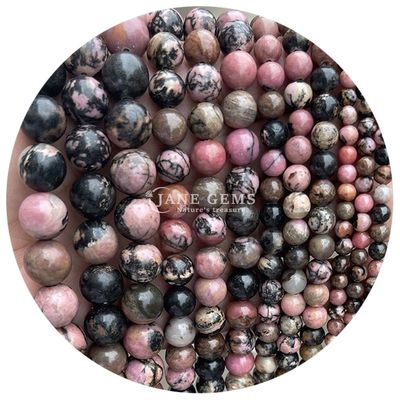 ขายปลีกหินธรรมชาติ กลมหินอ่อน 8 มม สีชมพู Zebra Jasper กลมหินอ่อน Tourmaline กลมหินอ่อน Spacers สําหรับเครื่องประดับ