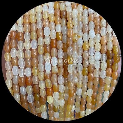 ตาเสือ สีเหลือง Aventurine Gem Bead รูปทรงข้าวคริสตัลธรรมชาติ หิน