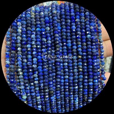 Lapis Lazuli Apatite Natural Gemstone Bead ผิวขนของหินแท้ ลักษณะอาบาคัส สายขนของหินอ่อนสําหรับพลังงานบําบัดและการทําเครื่องประดับ DIY