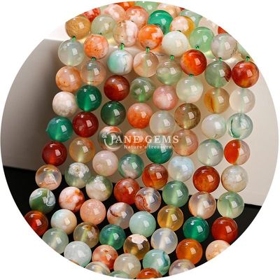 ทั่วไป Round Smooth Mix Agate Loose Beads Strand สําหรับ DIY เครื่องประดับ & งานฝีมือ Makin