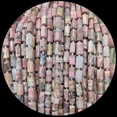 หินแท้ กลีบคริสตัลธรรมชาติ Apatite Rhodonite หินแท้ กลีบทรงกระบอกรูปทรงลอย กลีบลอยสําหรับการทําเครื่องประดับ