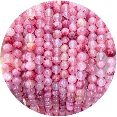 ผสมกลม Jades หินแคลซิโดนี ลูกบัวบําบัดคริสตัลหินธรรมชาติ ลูกบัวคล่อง DIY การทําเครื่องประดับ