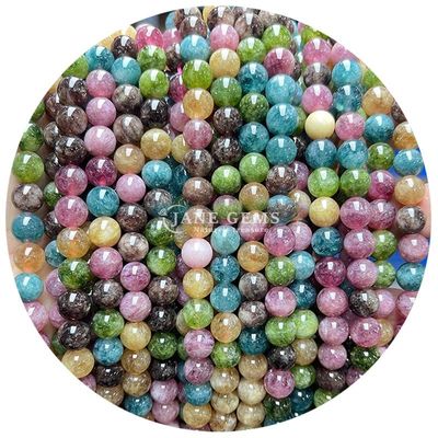 ผสมกลม Jades หินแคลซิโดนี ลูกบัวบําบัดคริสตัลหินธรรมชาติ ลูกบัวคล่อง DIY การทําเครื่องประดับ