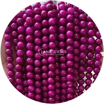 หลากหลายเรียบกลมโล่งหินแคลเซโดนี ลูกบัวหินแท้สําหรับข้อมือ ลูกบัวทําเครื่องประดับ