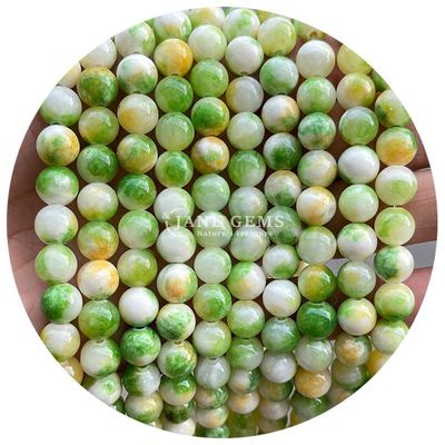 กลม Jades สีหิน Chalcedony ลูกบัวการรักษาคริสตัลหินธรรมชาติ ลูกบัวอ่อนสําหรับการทําเครื่องประดับ DIY