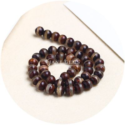 Agate Round Shape Stone Brown Football Dzi Beads สําหรับเครื่องประดับและงานฝีมือ DIY