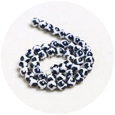 Agate Round Shape Stone Brown Football Dzi Beads สําหรับเครื่องประดับและงานฝีมือ DIY