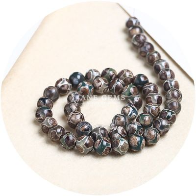 Agate Round Shape Stone Brown Football Dzi Beads สําหรับเครื่องประดับและงานฝีมือ DIY