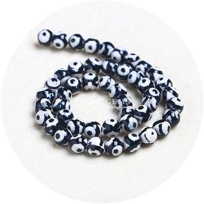 Agate Round Shape Stone Brown Football Dzi Beads สําหรับเครื่องประดับและงานฝีมือ DIY
