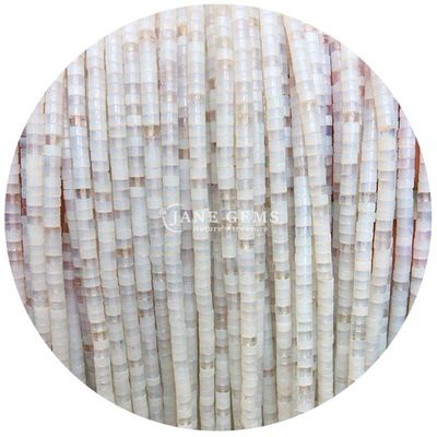 ลูกบัวคริสตัลธรรมชาติรูปร่างมุมขวา Labradorite ลูกบัวโล่งสําหรับการออกแบบเครื่องประดับ