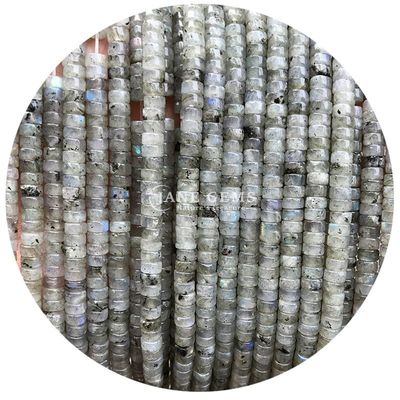 ลูกบัวคริสตัลธรรมชาติรูปร่างมุมขวา Labradorite ลูกบัวโล่งสําหรับการออกแบบเครื่องประดับ