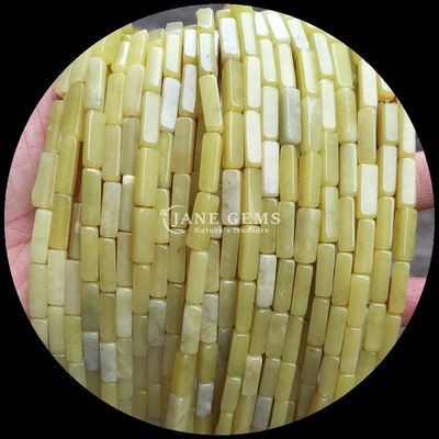 หินแท้ธรรมชาติ กลีบทรงสี่เหลี่ยม ลํามะนาว เจด ฮาวไลท์ สายลอยสําหรับ DIY
