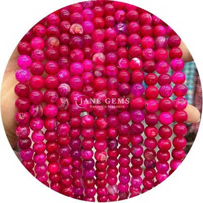 สีเล่ห์เรียบทรงกลม สายข้อมูลกระสุนลอย หลากหลายน้ําแข็ง Agate สําหรับการทําเครื่องประดับ