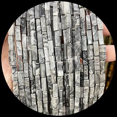 สีเรียบ จบสี่เหลี่ยม เพชรหิน ม่วง แผนที่แคลเซโดเนีย Jasper 4x13mm สําหรับเครื่องประดับ DIY