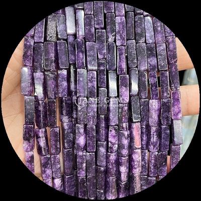 สีเรียบ จบสี่เหลี่ยม เพชรหิน ม่วง แผนที่แคลเซโดเนีย Jasper 4x13mm สําหรับเครื่องประดับ DIY