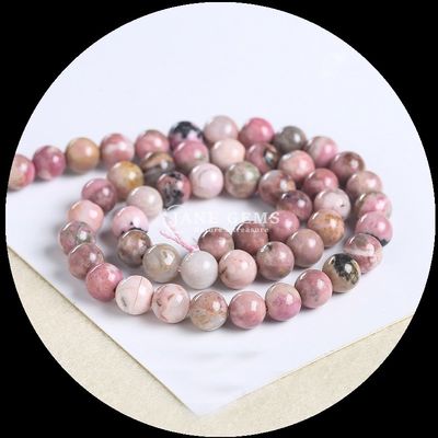 สีสันกลมหินแสนอร่อย ลูกบัวกราเนต มอร์แกนไทท สําหรับเครื่องประดับ การทําข้อมือ DIY สร้อยคอ / แหวนหู