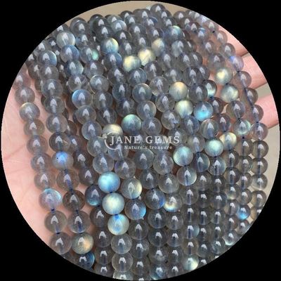 รูปทรงกลม หลากหลายพระหินแท้ธรรมชาติ Labradorite Amazonite สายลอย สําหรับการออกแบบเครื่องประดับ DIY