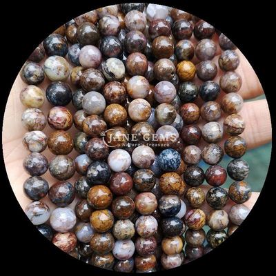 หินแท้กลมเคลือบ DIY ลูกกุหลาบ Lapis Lazuli มาลาคิต ทัวร์มาลีน สายลอยสําหรับการทําเครื่องประดับ