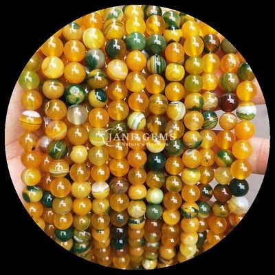 กลมตัดหลายสี พระหินแท้ ลูกบัวสีเหลืองสีน้ําเงิน สีขีดขวาง สําหรับทําเครื่องประดับ DIY และบําบัดข้อมือ