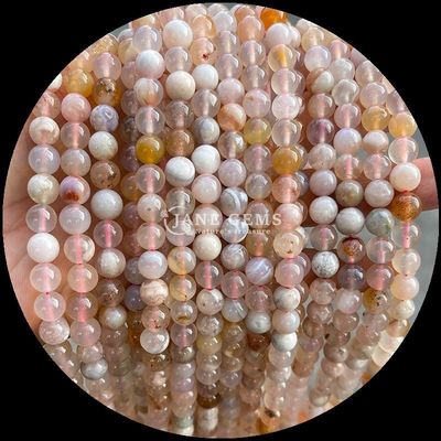 DIY เครื่องประดับ ทํากระบอกหินแท้กลม 8 มิลลิเมตร ในหินแท้เชอรี่ และหลากหลายสายของหินแท้สําหรับหูหู