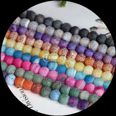 มูลติคอลเลอร์ Agate Beads 8mm ขนาดข้อมูลกระดาษ Natural Gemstone Round Cut Rainbow Weathered Agate สายลอยสําหรับของขวัญ DIY