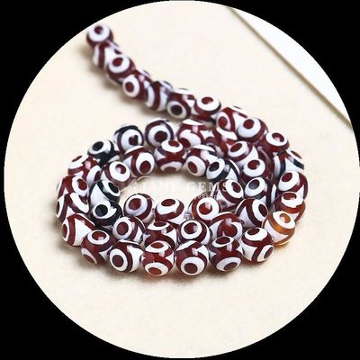 DIY เครื่องประดับ ทําเครื่องประดับที่จําเป็น หลากสี Tibatan Agate Beads สามตา Dzi สายข้อมูลกระสุนโล่งด้วยเทคนิคเคลือบ