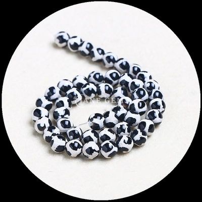 DIY เครื่องประดับ ทําเครื่องประดับที่จําเป็น หลากสี Tibatan Agate Beads สามตา Dzi สายข้อมูลกระสุนโล่งด้วยเทคนิคเคลือบ