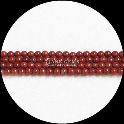 ธาตุคริสตัล การรักษาหินแท้ 8 มิลลิเมตร กลมตัดสีแดง Jasper ธาตุกรานต