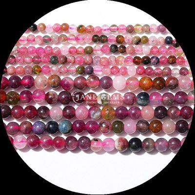 หินแท้ 4 มิลลิเมตร หลายสี หลากหลายหินคริสตัลธรรมชาติ มินิกลม Tourmaline ผงหินอ่อน สําหรับความต้องการของลูกค้า